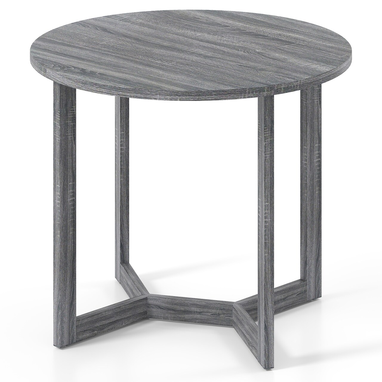 Rubber Wood Farmhouse Dining Table with Wing-Shaped Pedestal Base